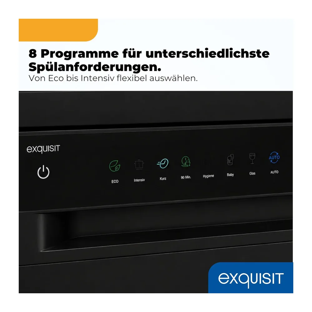 Exquisit Geschirrspüler 16 Maßgedecke, Schwarz [Energieklasse C] — 6