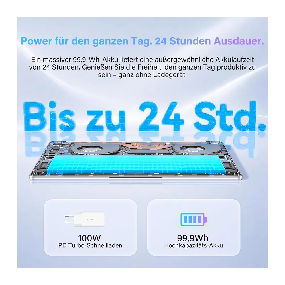 GEEKOM GeekBook M16 Laptop, bis zu 24h, 55W Dauerleistung, Ultra 9 Notebook — 5