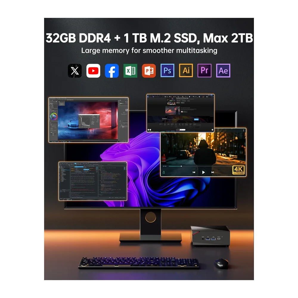 NiPoGi AM06 PRO Mini PC 32 GB DDR4 1 TB M.2 SSD — 4