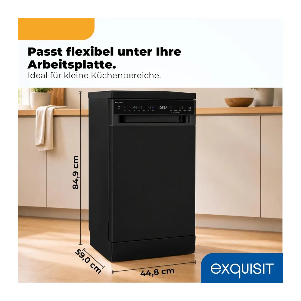 Exquisit Geschirrspüler 11 Maßgedecke | Energieklasse C | 7 Programme | Eco, Intensiv & Glas | Aquastop | — 3