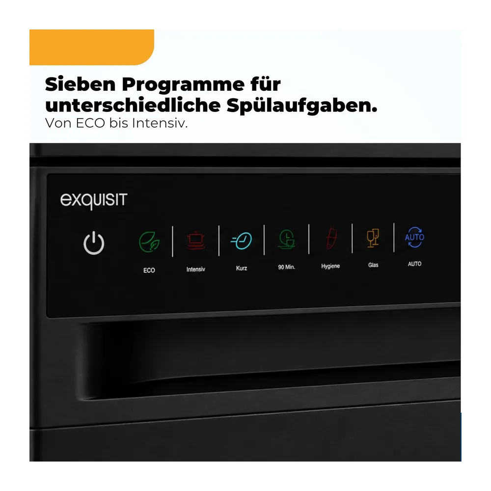 Exquisit Geschirrspüler 11 Maßgedecke | Energieklasse C | 7 Programme | Eco, Intensiv & Glas | Aquastop | — 6