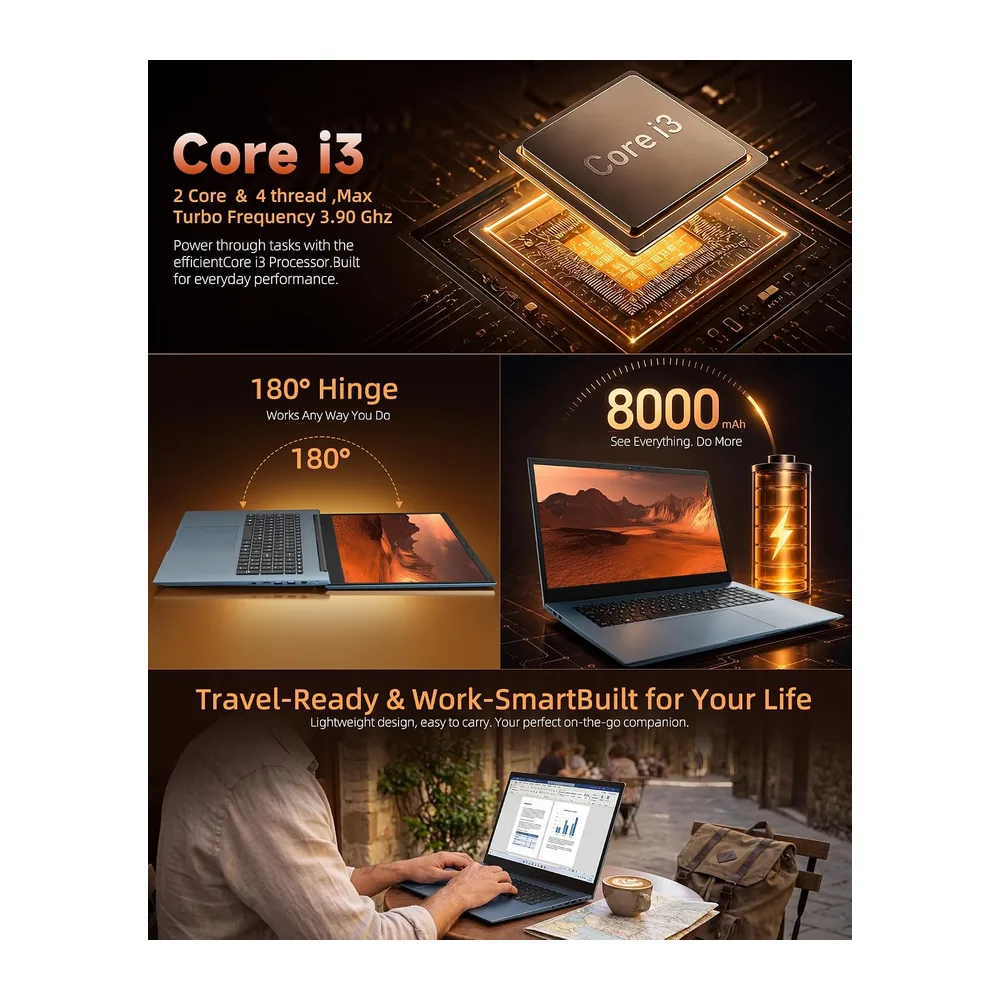 Laptop 18,5 Zoll FHD Display, AI-Unterstützung, 16GB RAM 256GB SSD — 4