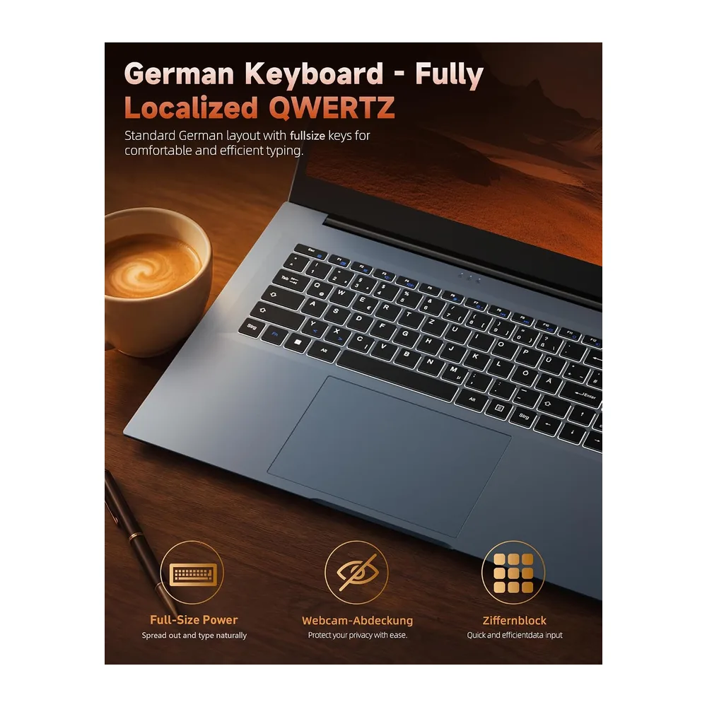 Laptop 18,5 Zoll FHD Display, AI-Unterstützung, 16GB RAM 256GB SSD — 6