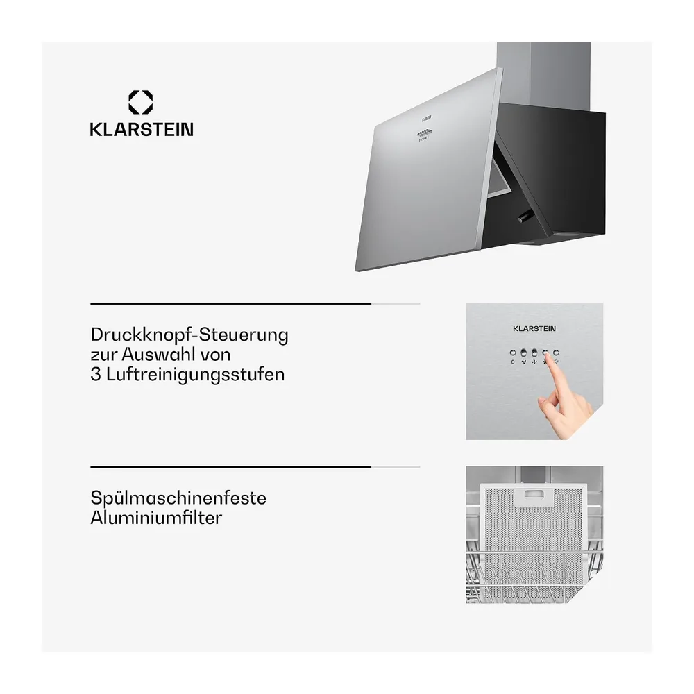 Klarstein Silver Lining 90 cm Kopffrei-Dunstabzugshaube — 6