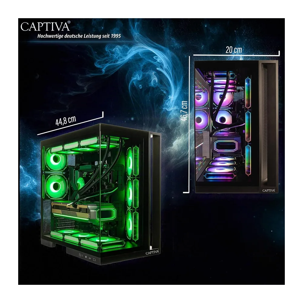 Captiva PC Highend Gaming R10-4001 | AMD Ryzen 7 9850X3D | 64GB DDR5 RAM | NVIDIA GeForce RTX 5080 16GB | 2 — 5