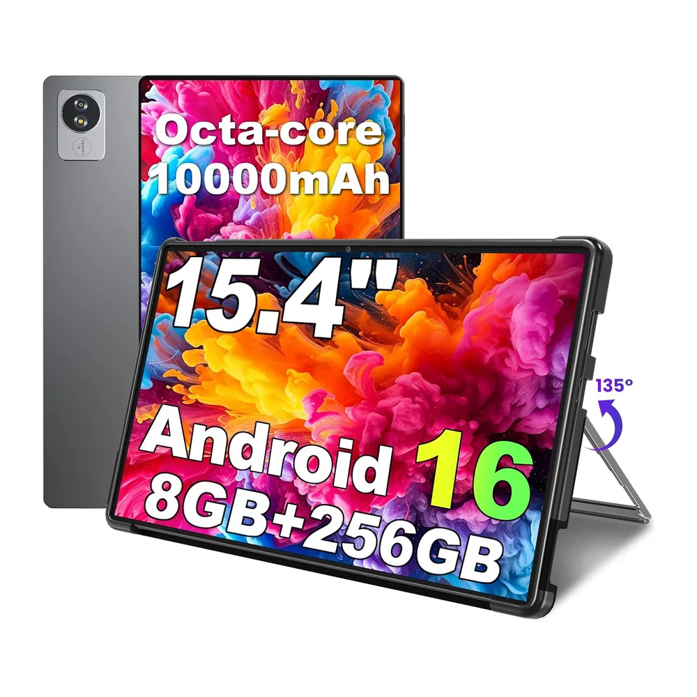 jumper Tablet 15,4 Zoll, Android 16 Tablet Helio G99 Octa-Core Prozessor