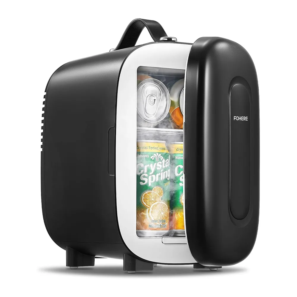 FOHERE Mini Frigo de Chambre 5 Litres/ 6 Canettes, Petit Frigo Thermoélectrique CA/CC, Cosmetique, Mini Réfrigérateurs p