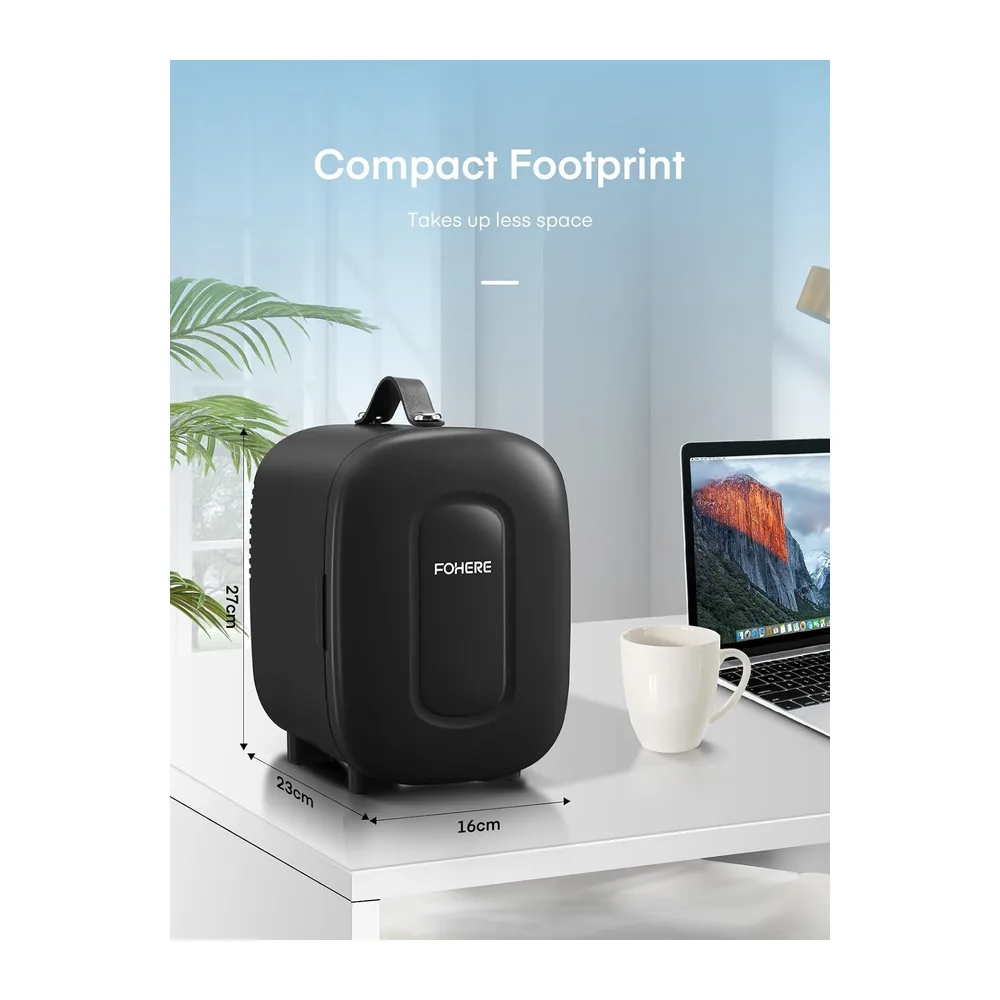 FOHERE Mini Frigo de Chambre 5 Litres/ 6 Canettes, Petit Frigo Thermoélectrique CA/CC, Cosmetique, Mini Réfrigérateurs p