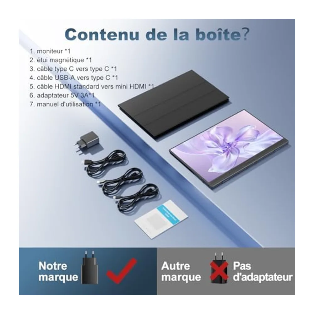 Portabler Monitor, 15,6 Pouces IPS-Bildschirm mit 100% sRGB
