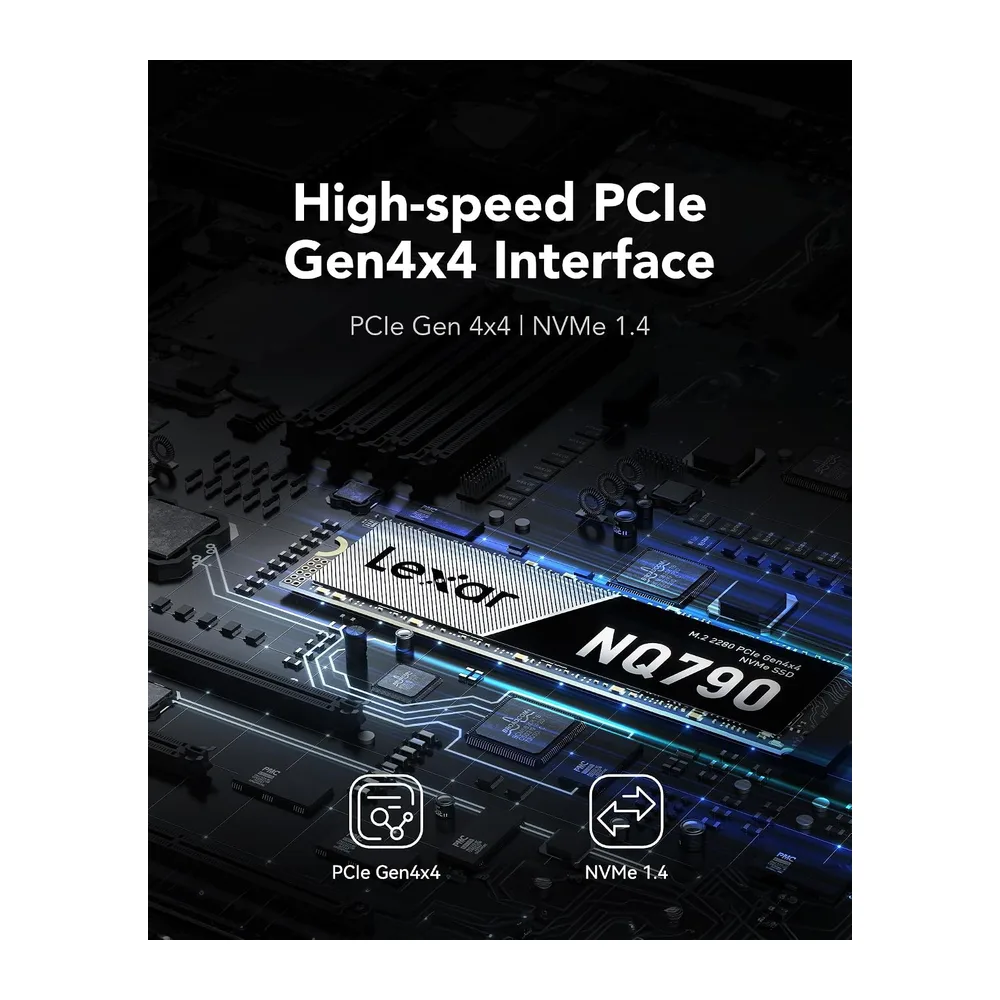Lexar NQ790 1To NVMe SSD, M.2 2280, PCIe 4.0, bis zu 7000 Mo/s Lesegeschwindigkeit, kompatibel mit PS5 und PC