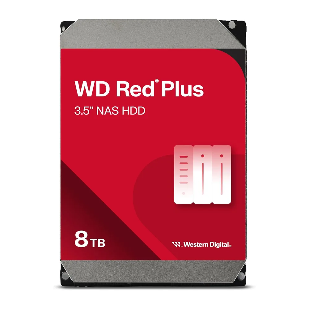 WD Red Plus 8 TB NAS interne Festplatte 3,5" - 5640 RPM Klasse, SATA 6 Gb/s, CMR, 256 MB Cache