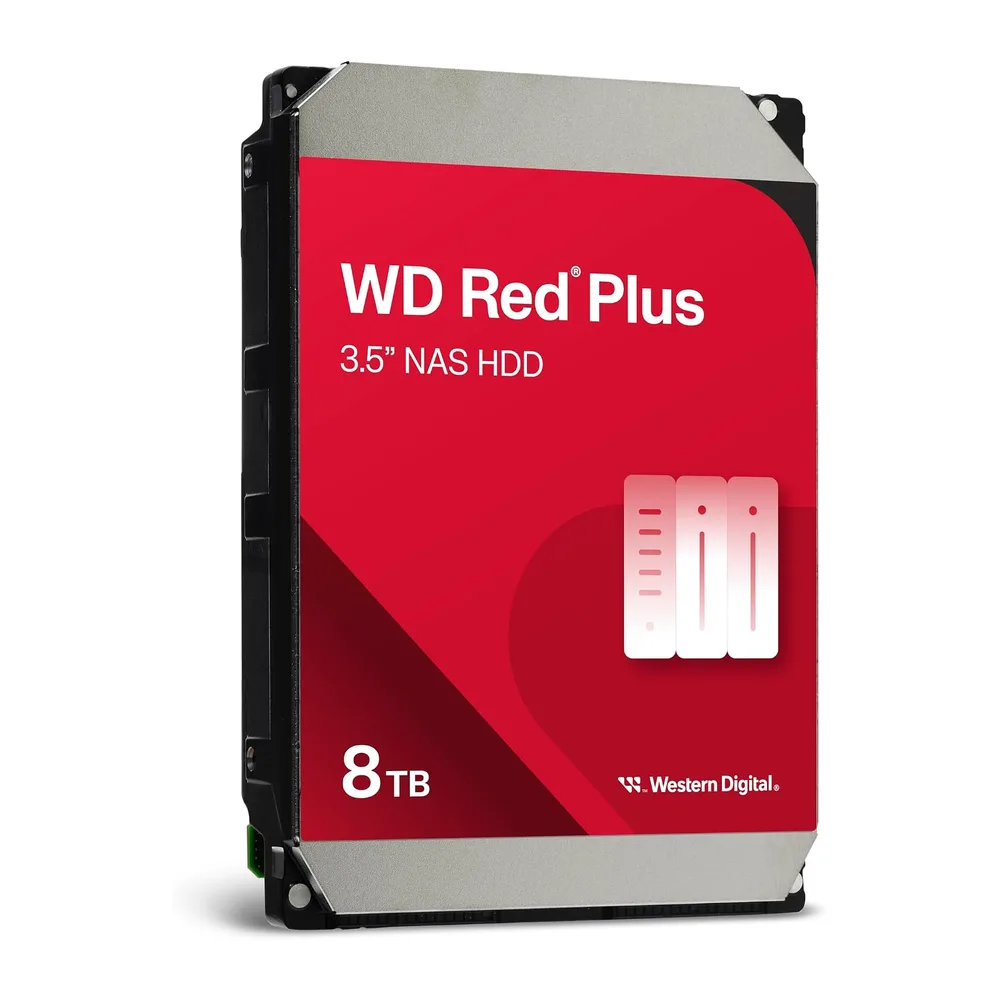 WD Red Plus 8 TB NAS interne Festplatte 3,5" - 5640 RPM Klasse, SATA 6 Gb/s, CMR, 256 MB Cache