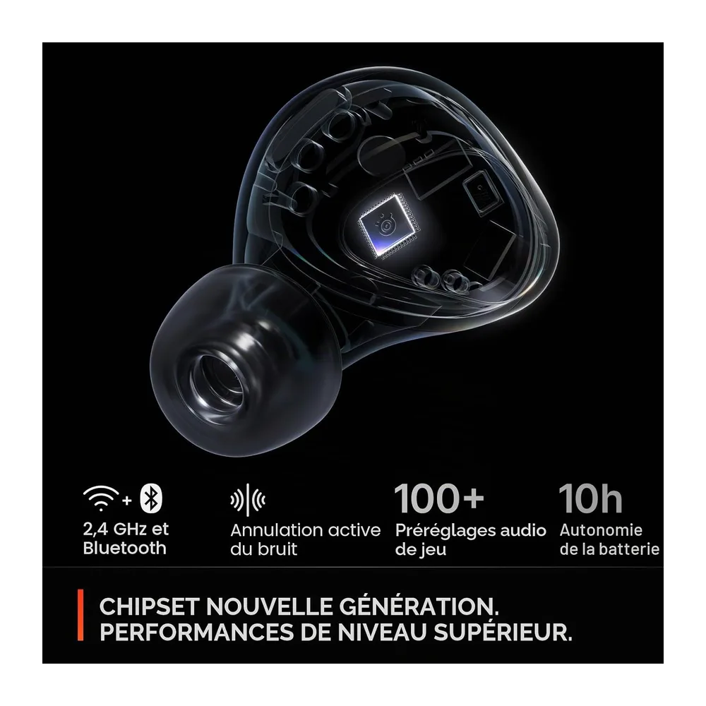 SteelSeries - Arctis GameBuds für PS5 - Kabellose Gaming-Ohrhörer - 2,4 GHz + BT 5.3 - ANC/Transparenzmodus - 40 Std. Akkulaufzeit - Kabelloses Laden - PS5, PC, Switch 2, Mobilgeräte - Schwarz (Generalüberholt)