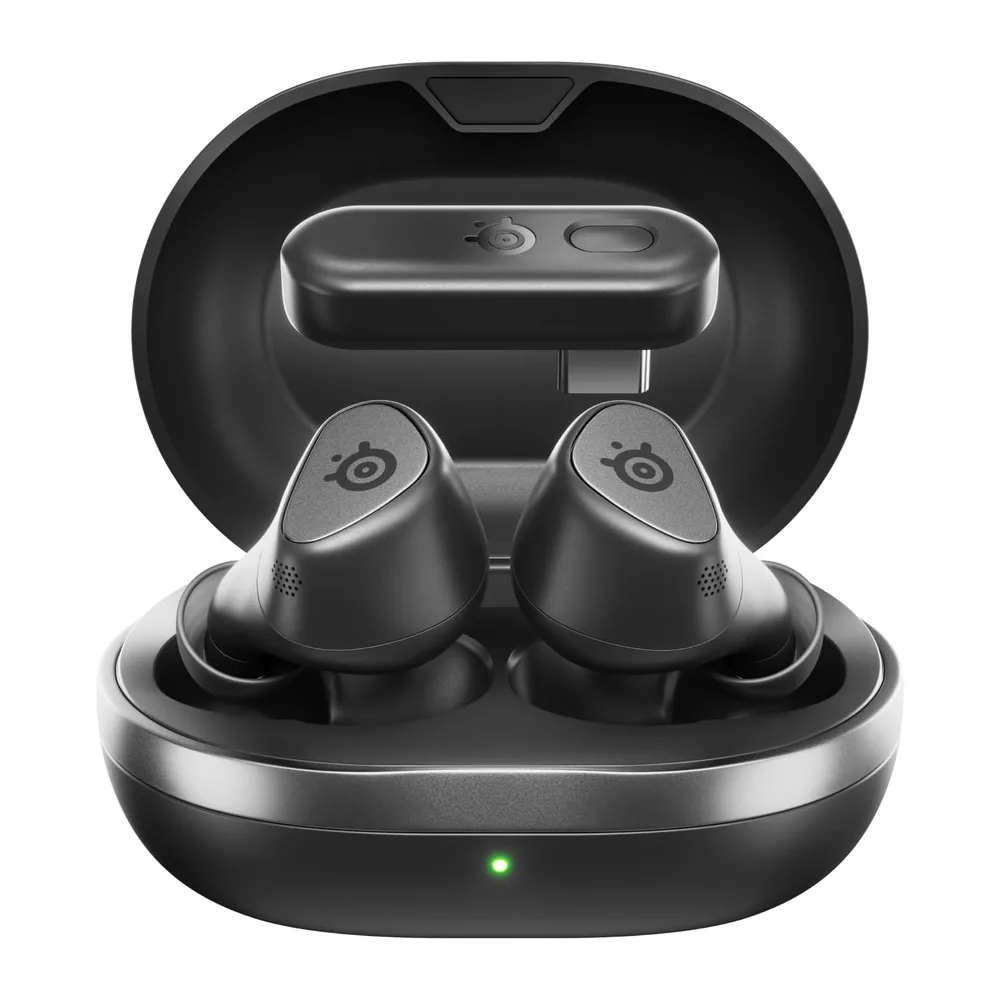 SteelSeries - Arctis GameBuds für PS5 - Kabellose Gaming-Ohrhörer - 2,4 GHz + BT 5.3 - ANC/Transparenzmodus - 40 Std. Akkulaufzeit - Kabelloses Laden - PS5, PC, Switch 2, Mobilgeräte - Schwarz (Generalüberholt)