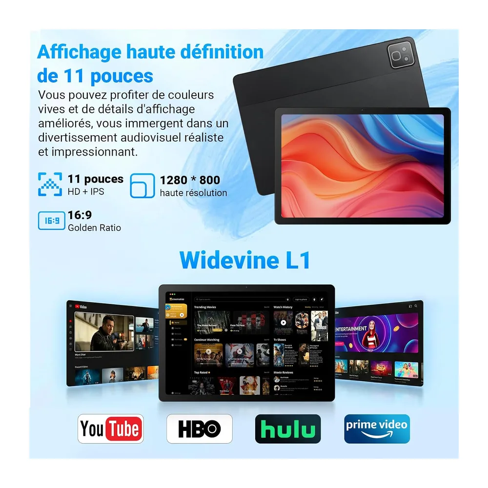 Tablet 11 Pouces Android 16, 2-in-1 mit Tastatur, Maus und Stiftetui, 30 Go RAM, 128 Go ROM (1TB TF erweiterbar), 7800mAh, WiFi 6, BT5.4, für Lernen und Arbeit, Schwarz