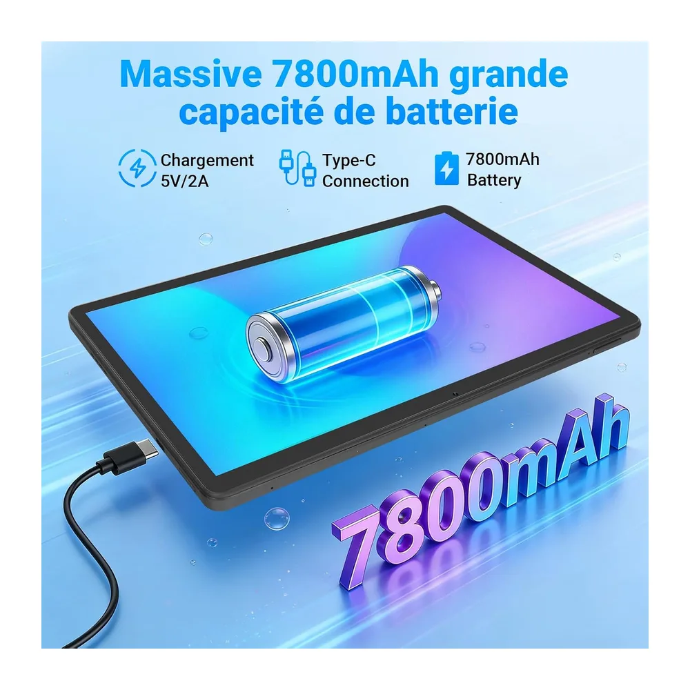 Tablet 11 Pouces Android 16, 2-in-1 mit Tastatur, Maus und Stiftetui, 30 Go RAM, 128 Go ROM (1TB TF erweiterbar), 7800mAh, WiFi 6, BT5.4, für Lernen und Arbeit, Schwarz