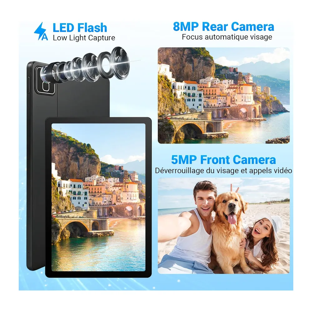 Tablet 11 Pouces Android 16, 2-in-1 mit Tastatur, Maus und Stiftetui, 30 Go RAM, 128 Go ROM (1TB TF erweiterbar), 7800mAh, WiFi 6, BT5.4, für Lernen und Arbeit, Schwarz