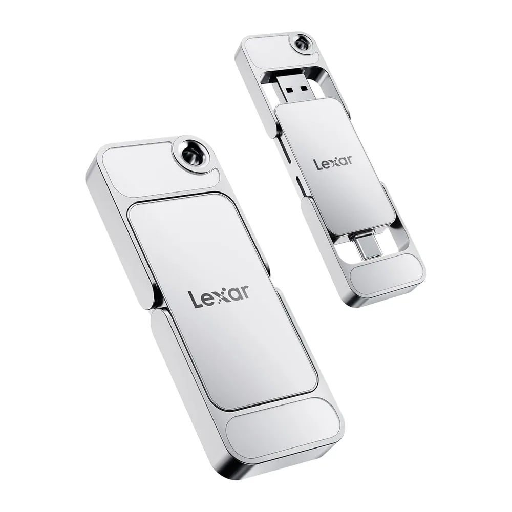 Lexar D70E 512 Go externe SSD Dual Drive, bis zu 2000 Mo/s Lesen und 1300 Mo/s Schreiben, kabellose SSD für USB-C/USB-A, kompatibel mit iPhone 17