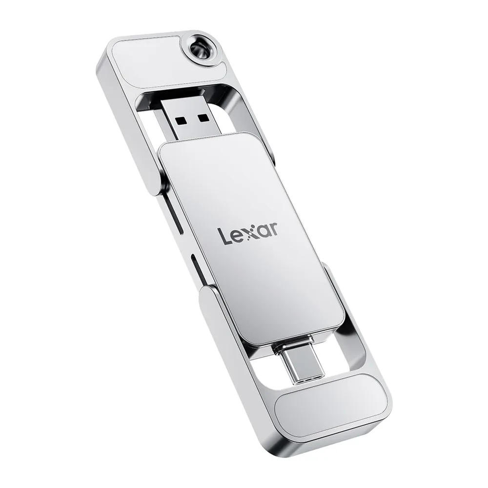 Lexar D70E 512 Go externe SSD Dual Drive, bis zu 2000 Mo/s Lesen und 1300 Mo/s Schreiben, kabellose SSD für USB-C/USB-A, kompatibel mit iPhone 17
