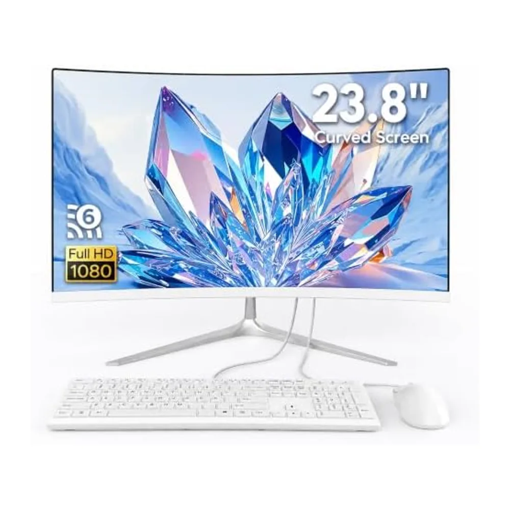All-in-One-PC mit 23,8 Pouces gebogenem Bildschirm, schlankes Design für den Schreibtisch