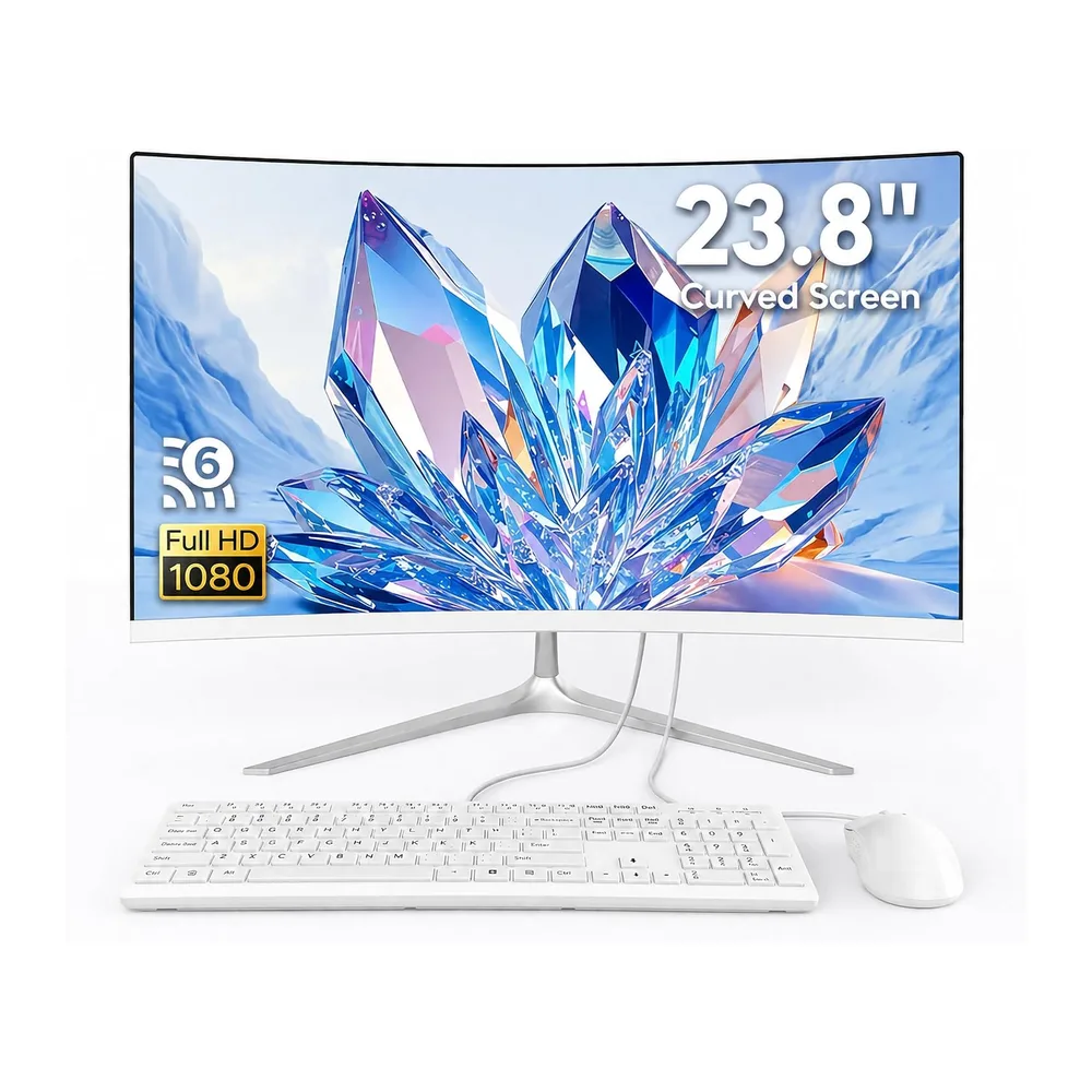 All-in-One-PC mit 23,8 Pouces gebogenem Bildschirm, schlankes Design für den Schreibtisch